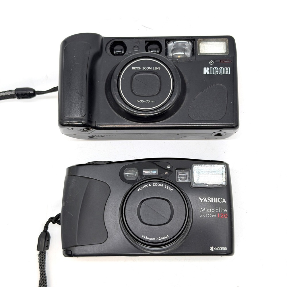 Yashica Micro Elite Zoom 120 Ricoh Shotmaster Zoom 70 35mm Cameras for Parts